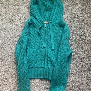 American Eagle cable knit cropped zip up